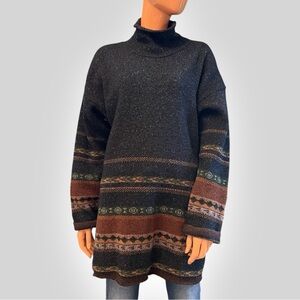 JACQUARD DU MONDE Oversized Turtleneck Sweater